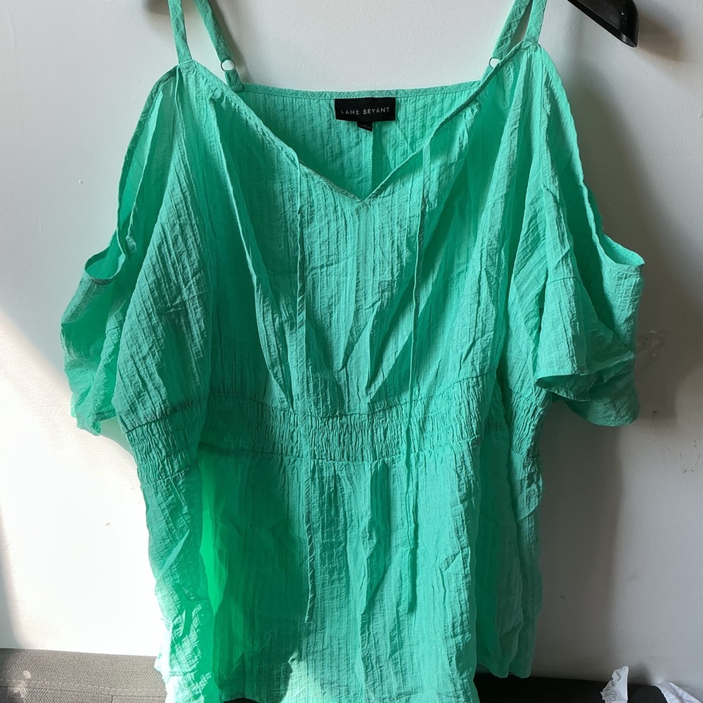 Lane Bryant Teal Cold Shoulder Blouse